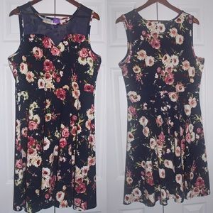 Floral navy skater dress